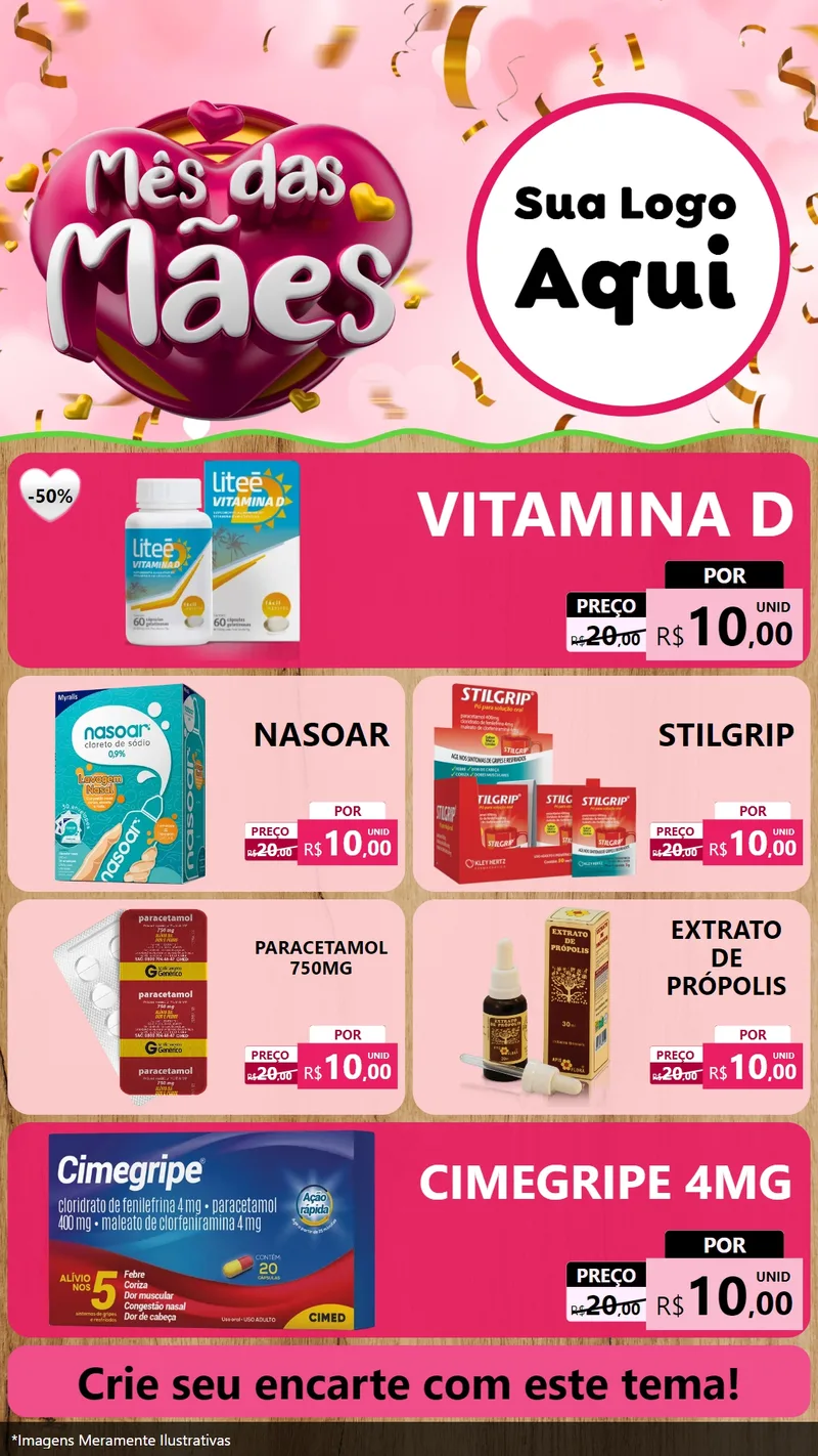 Modelo de TV para TV Vertical com o tema Mês das Mães para Farmácia