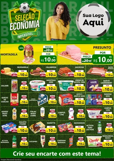 Modelo de Encarte para Encarte A4 Vertical com o tema Seleção de Economia - Copa para Frios e Laticínios