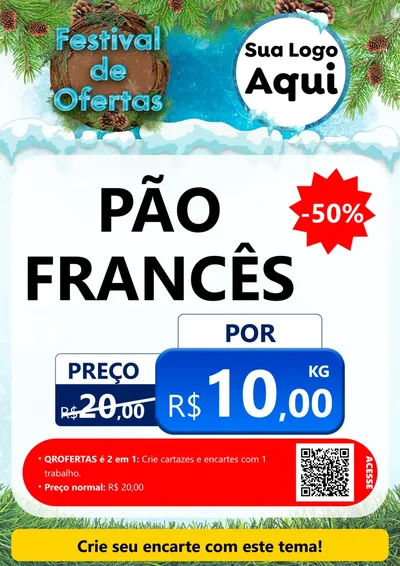 Modelo de Cartaz para Cartaz A4 Vertical com o tema Festival de Ofertas - Inverno para Padaria