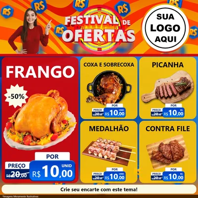 Modelo de Rede Social para Feed Facebook com o tema Festival de Ofertas para Assados