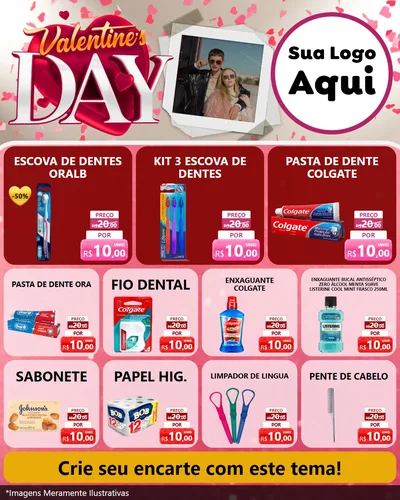 Modelo de Rede Social para Feed Instagram com o tema Valentine's Day para Higiene Pessoal