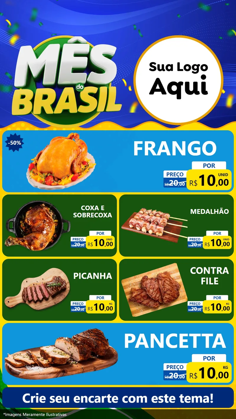 Modelo de TV para TV Vertical com o tema Mês do Brasil para Assados