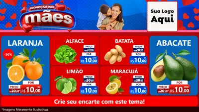Modelo de TV para TV Horizontal com o tema Promoção das Mães para Hortifrúti