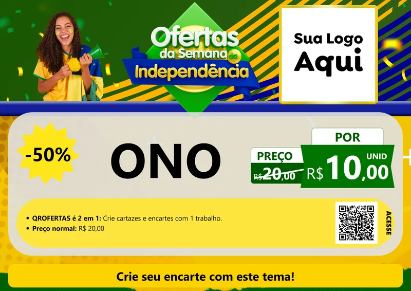 Modelo de Cartaz para Cartaz A4 Horizontal com o tema Ofertas da Semana da Independência para Óticas