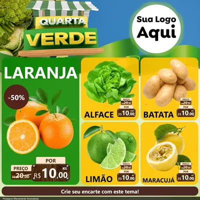 Modelo de Rede Social para Feed Facebook com o tema Quarta Verde para Hortifrúti