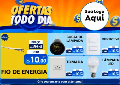 Modelo de Encarte para Encarte A4 Horizontal com o tema Ofertas Todo Dia para Materiais Elétricos