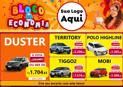 Modelo de Encarte para Encarte A4 Horizontal com o tema Bloco da Economia para Concessionaria de Carros
