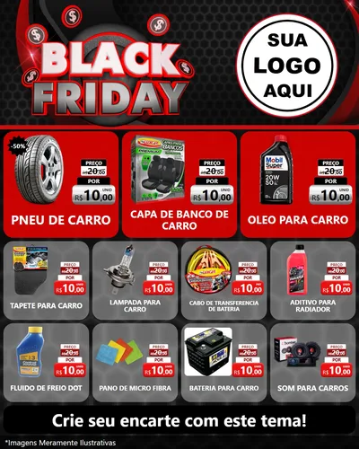 Modelo de Rede Social para Feed Instagram com o tema Black Friday para Auto peças