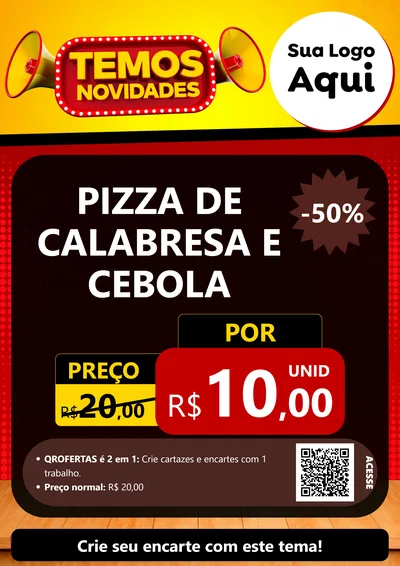 Modelo de Cartaz para Cartaz A4 Vertical com o tema Temos Novidades para Pizzaria
