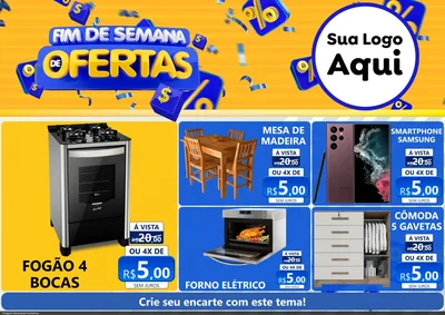 Modelo de Encarte para Encarte A4 Horizontal com o tema Fim de Semana de Ofertas para Móveis e Eletro