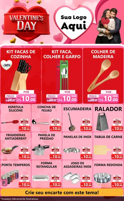 Modelo de Encarte para Encarte Grande com o tema Valentine's Day para Utilidades Domésticas