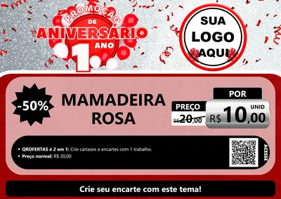 Modelo de Cartaz para Cartaz A4 Horizontal com o tema Promoção de Aniversário - 1 Ano para Bebês