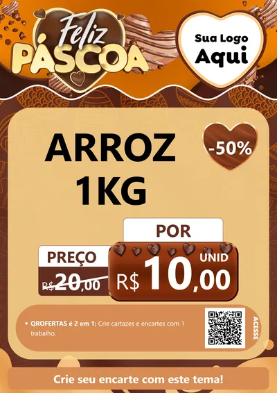 Modelo de Cartaz para Cartaz A4 Vertical com o tema Feliz Páscoa para Supermercado
