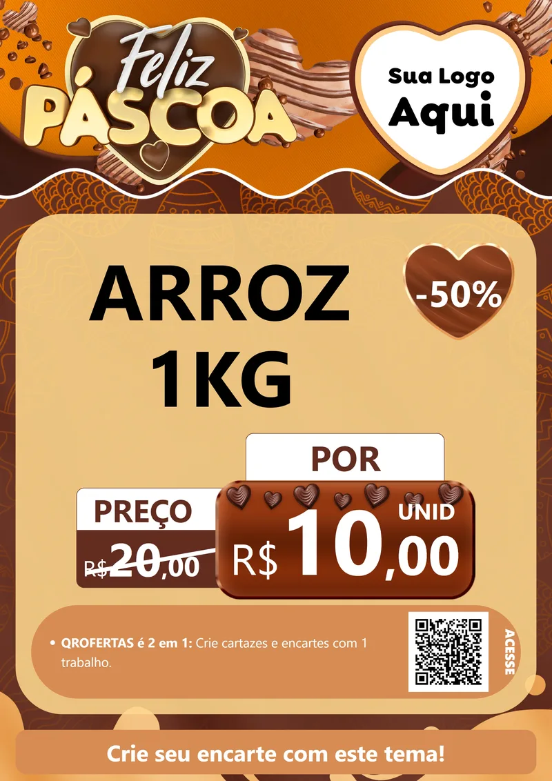 Modelo de Cartaz para Cartaz A4 Vertical com o tema Feliz Páscoa para Supermercado