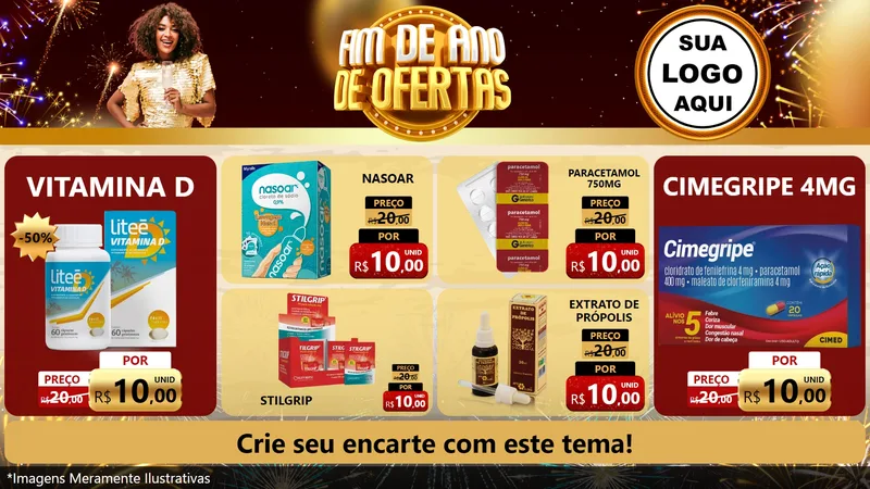 Modelo de TV para TV Horizontal com o tema Fim de Ano de Ofertas para Farmácia