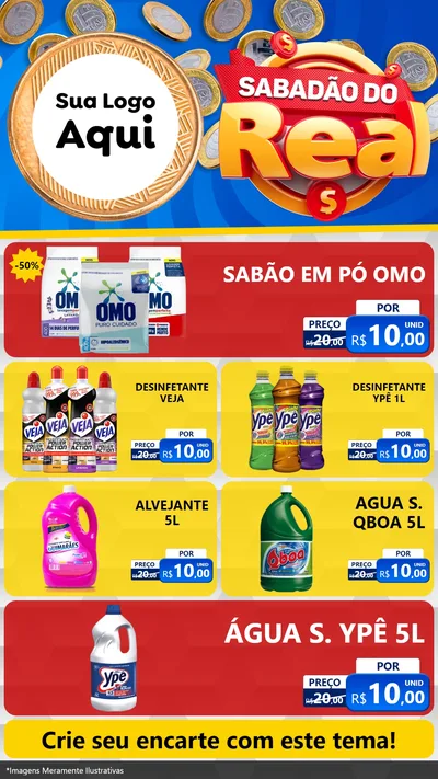 Modelo de TV para TV Vertical com o tema Sabadão do Real para Produtos de Limpeza