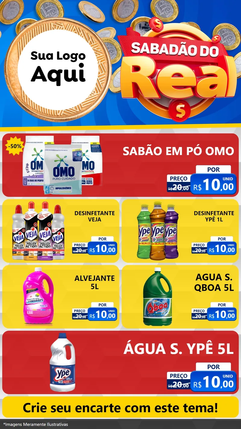 Modelo de TV para TV Vertical com o tema Sabadão do Real para Produtos de Limpeza