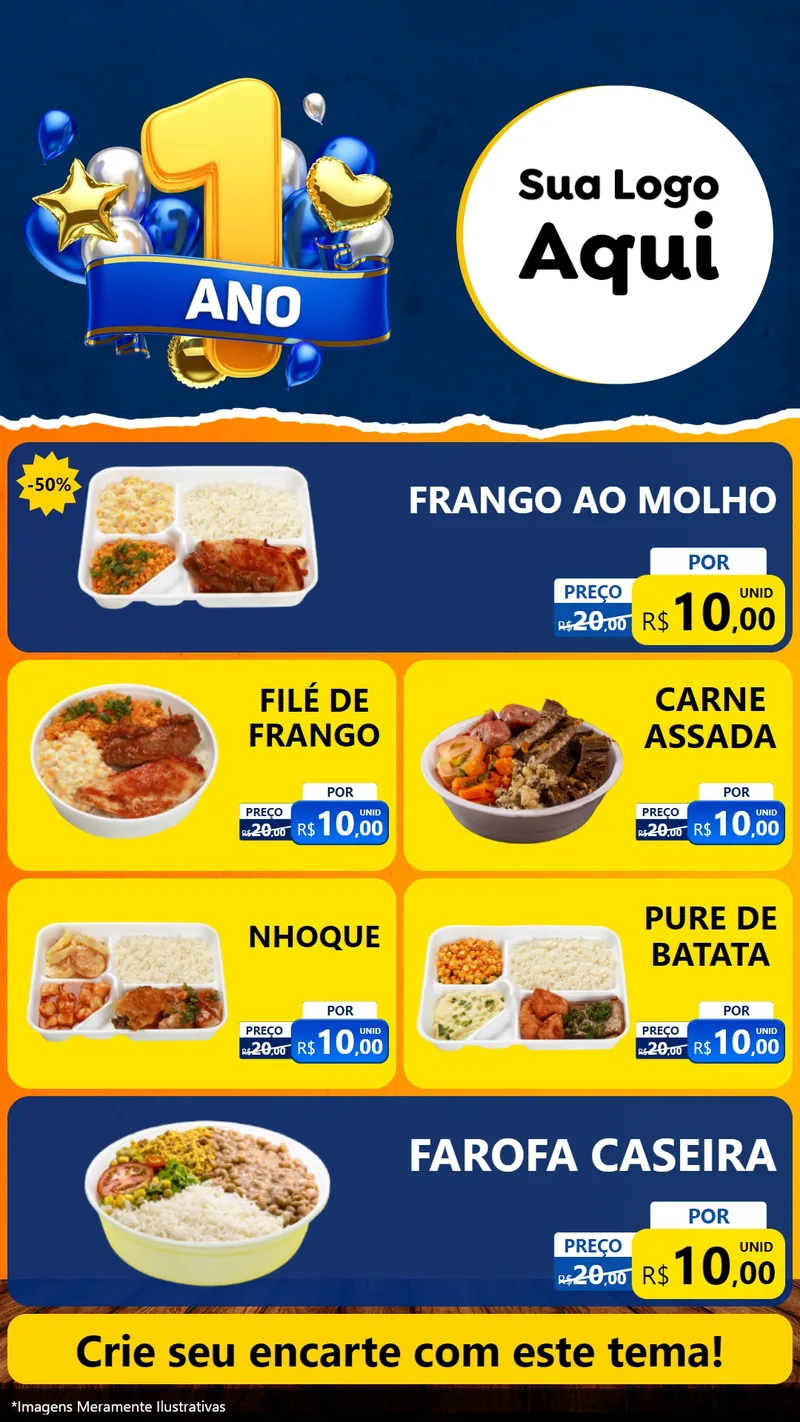 Modelo de TV para TV Vertical com o tema Um Ano de Aniversário para Restaurante