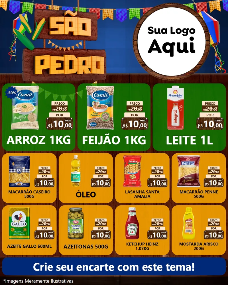 Modelo de Rede Social para Feed Instagram com o tema São Pedro para Supermercado