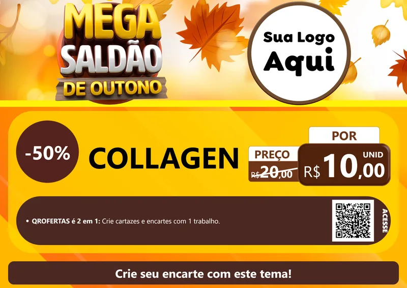 Modelo de Cartaz para Cartaz A4 Horizontal com o tema Mega Saldão de Outono para Suplementos alimentares