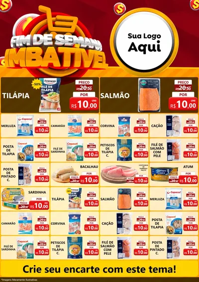 Modelo de Encarte para Encarte A4 Vertical com o tema Fim de Semana Imbatível para Peixaria