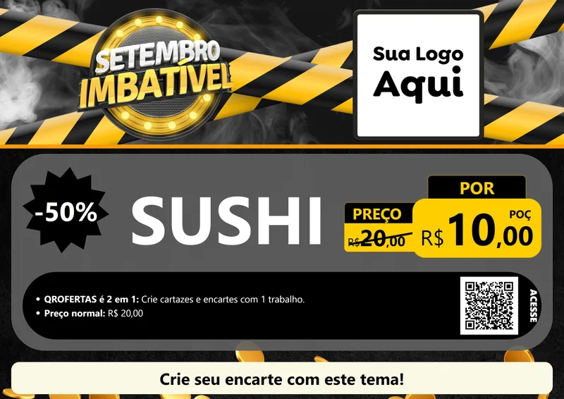 Modelo de Cartaz para Cartaz A4 Horizontal com o tema Setembro Imbatível para Comida japonesa