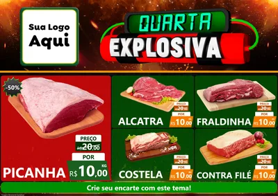 Modelo de Encarte para Encarte A4 Horizontal com o tema Quarta Explosiva para Açougue
