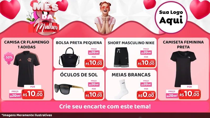 Modelo de TV para TV Horizontal com o tema Mês da Mulher para Roupas e acessórios