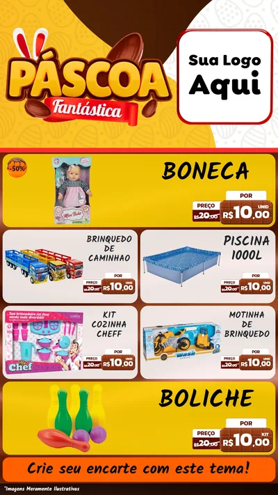 Modelo de TV para TV Vertical com o tema Páscoa Fantástica para Brinquedos