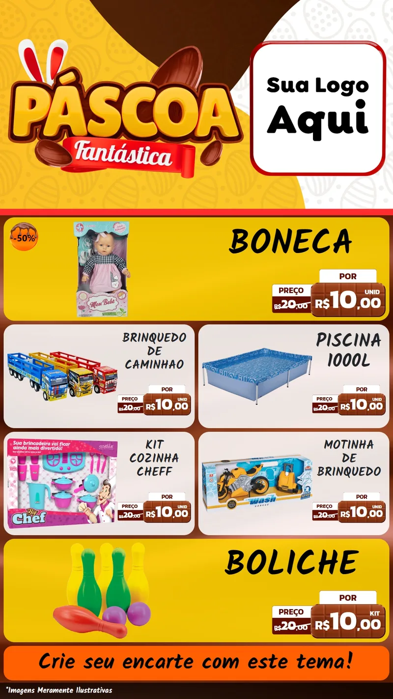 Modelo de TV para TV Vertical com o tema Páscoa Fantástica para Brinquedos