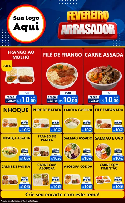 Modelo de Encarte para Encarte Grande com o tema Fevereiro Arrasador para Restaurante