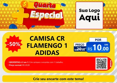 Modelo de Cartaz para Cartaz A4 Horizontal com o tema Quarta Mais Especial para Roupas e acessórios