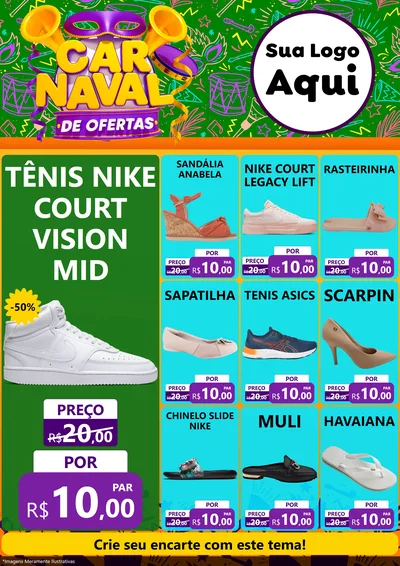 Modelo de Encarte para Encarte A4 Vertical com o tema Carnaval de Ofertas para Calçados