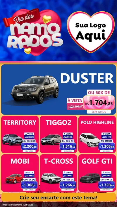 Modelo de Rede Social para Stories com o tema Dia dos namorados para Concessionaria de Carros