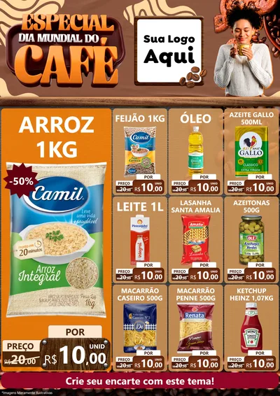 Modelo de Encarte para Encarte A4 Vertical com o tema Especial Dia Mundial do Café para Supermercado
