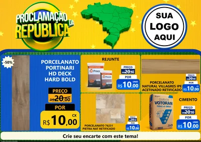 Modelo de Encarte para Encarte A4 Horizontal com o tema Proclamação da República para Pisos e revestimentos