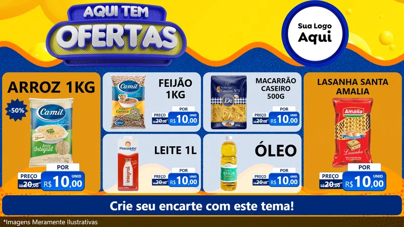 Modelo de TV para TV Horizontal com o tema Aqui Tem Ofertas para Supermercado