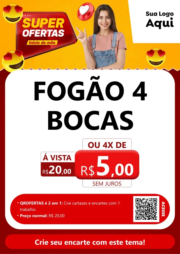 Modelo de Cartaz para Cartaz A4 Vertical com o tema Super Ofertas Inicio De mês para Móveis e Eletro