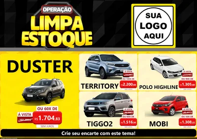 Modelo de Encarte para Encarte A4 Horizontal com o tema Operação Limpa Estoque para Concessionaria de Carros