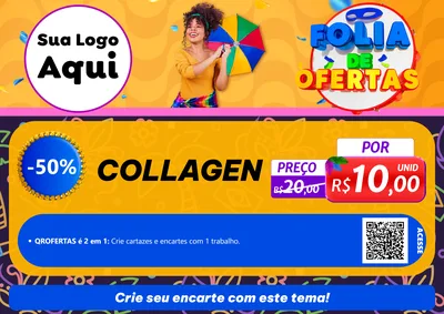 Modelo de Cartaz para Cartaz A4 Horizontal com o tema Folia de Ofertas para Suplementos alimentares