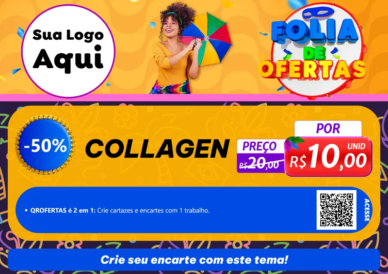 Modelo de Cartaz para Cartaz A4 Horizontal com o tema Folia de Ofertas para Suplementos alimentares