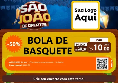 Modelo de Cartaz para Cartaz A4 Horizontal com o tema São João Ofertas Imbatíveis! - Junina para Artigos Esportivos