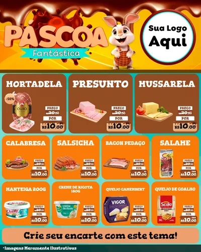 Modelo de Rede Social para Feed Instagram com o tema Páscoa Fantástica para Frios e Laticínios