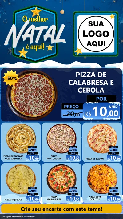 Modelo de Rede Social para Stories com o tema O Melhor Natal É Aqui! para Pizzaria