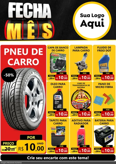 Modelo de Encarte para Encarte A4 Vertical com o tema Fecha Mês para Auto peças