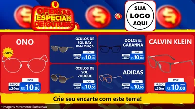Modelo de TV para TV Horizontal com o tema Ofertas Especiais de Outubro para Óticas