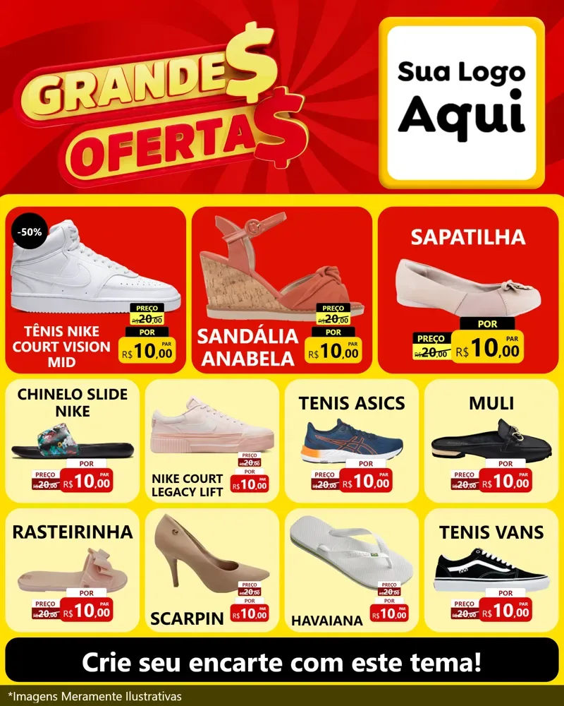 Modelo de Rede Social para Feed Instagram com o tema Grandes Ofertas para Calçados
