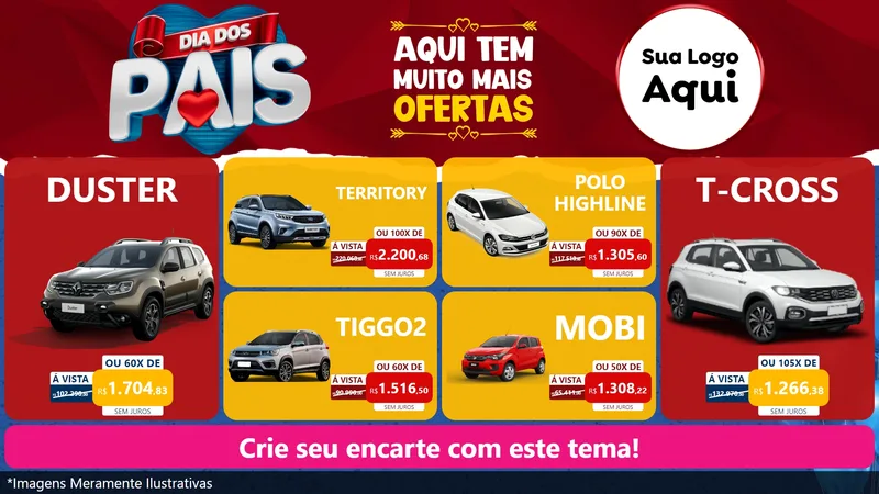 Modelo de TV para TV Horizontal com o tema Dia dos Pais para Concessionaria de Carros