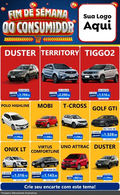 Modelo de Encarte para Encarte Grande com o tema Fim de Semana do Consumidor para Concessionaria de Carros