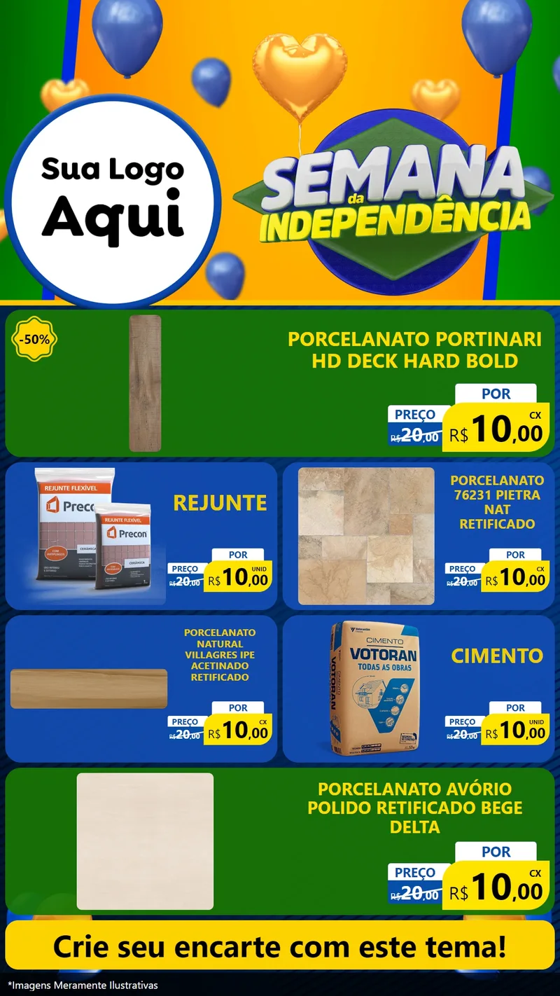 Modelo de TV para TV Vertical com o tema Semana da Independência para Pisos e revestimentos